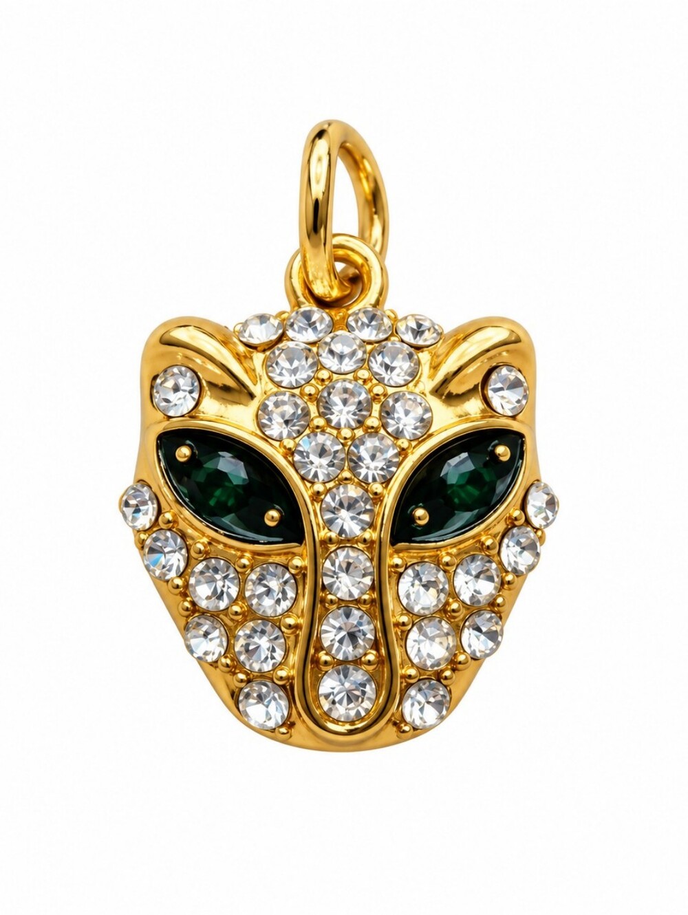EFFY Gold Crystal Panther Charm Pendant with Green Eyes